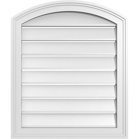 Ekena Millwork Arch Top Surface Mount PVC Gable Vent: Non-Functional, w/2"W x 1-1/2"P Brickmould Frame, 22"W x 24"H GVPAR22X2402SN